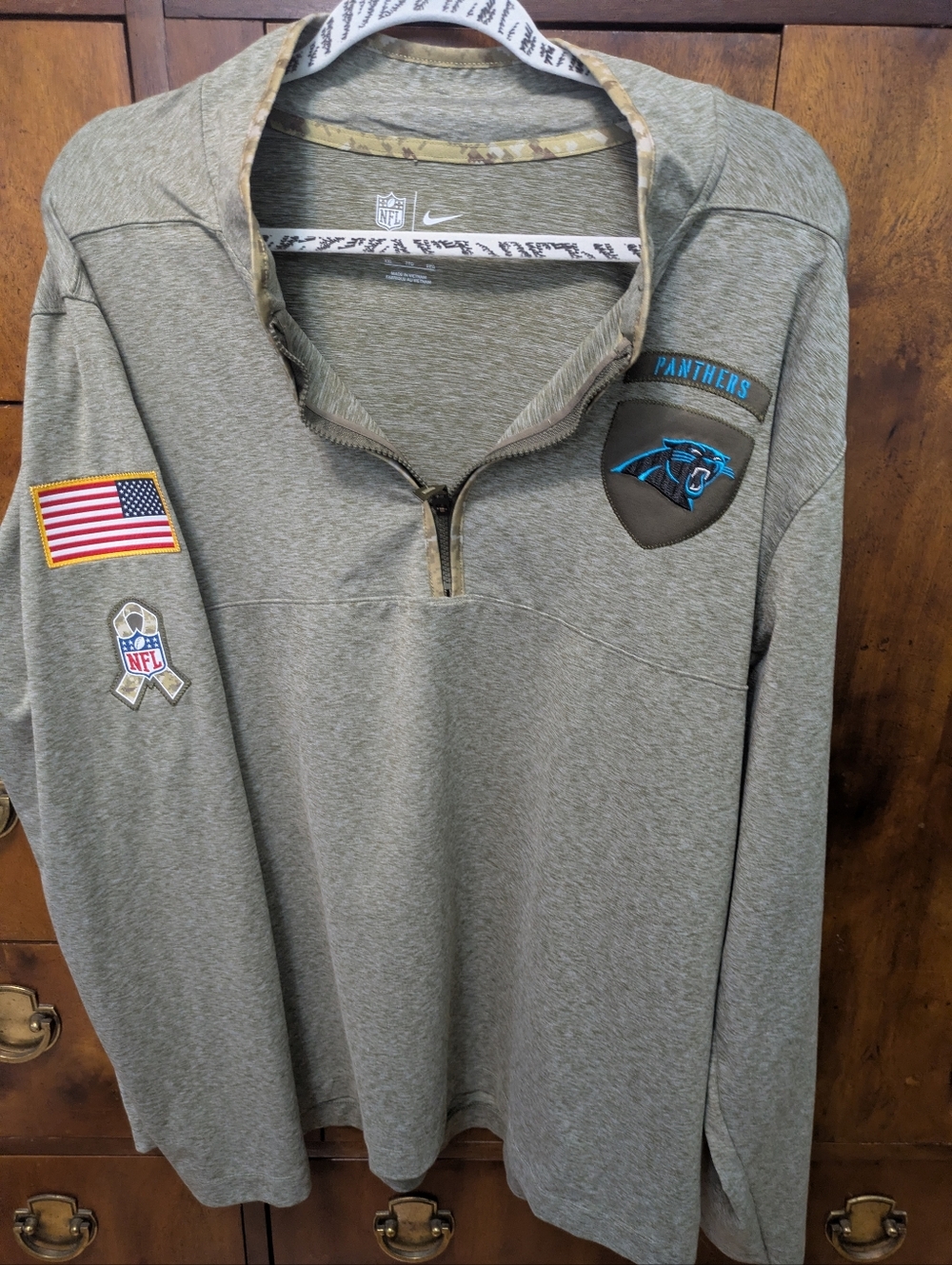 NFL  Carolina Panthers Nike Dri-FIT Heather Olive Green Performance Shirt